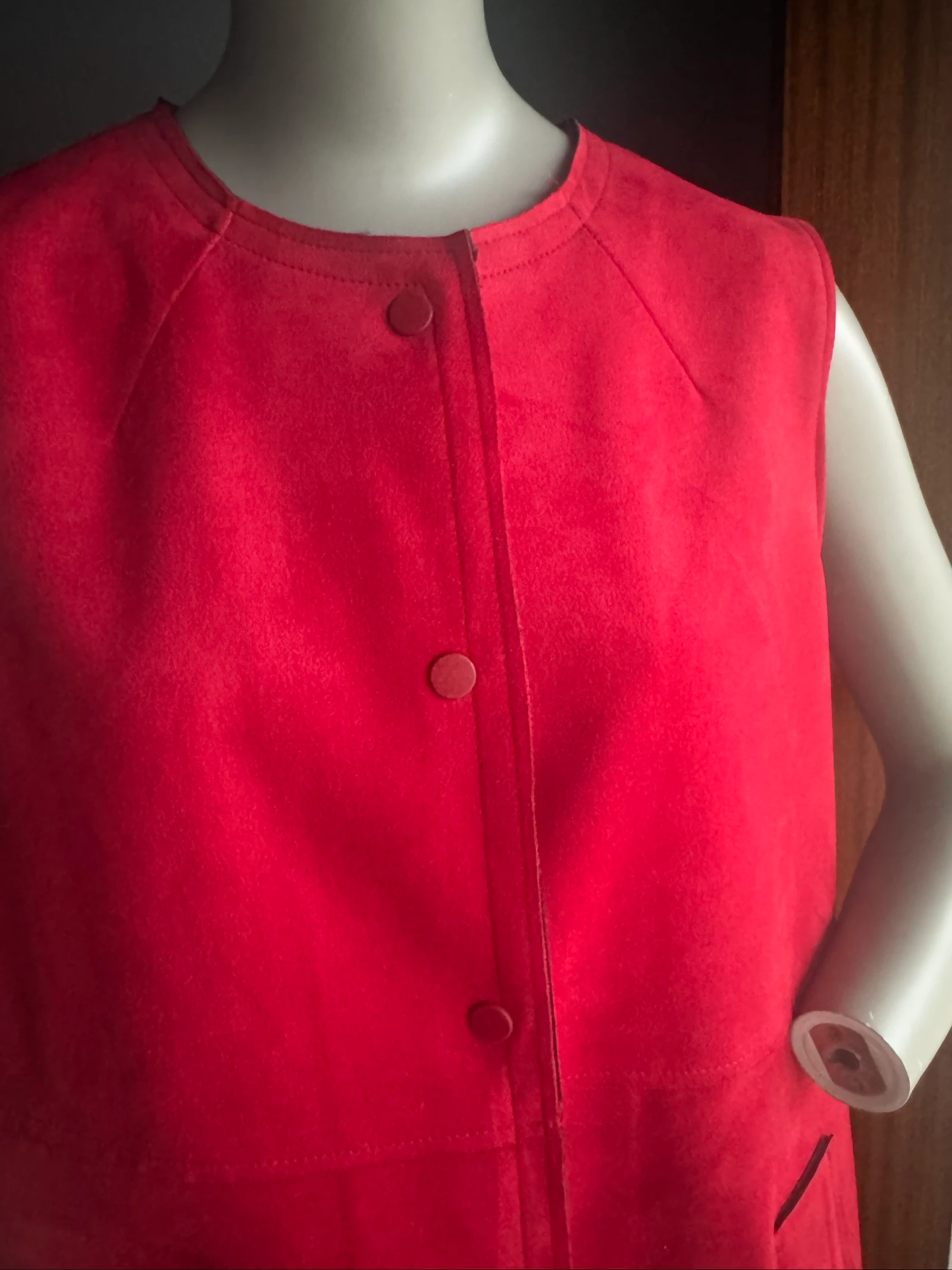 Zara Long Vest L Red Suede Sleeveless Elegant Casual – photo 3